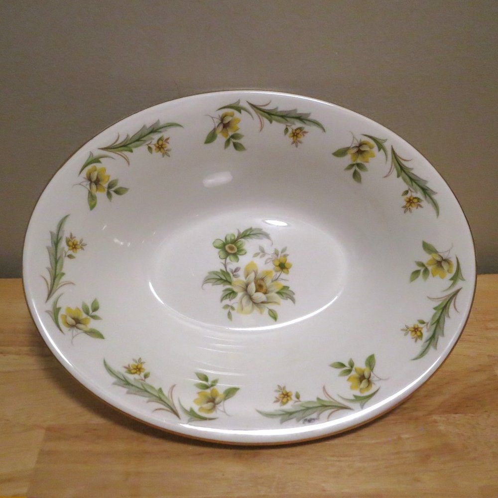 Royal Grafton Evesham 10" Oval Serving Bowl Bone China Yellow Green Flowers